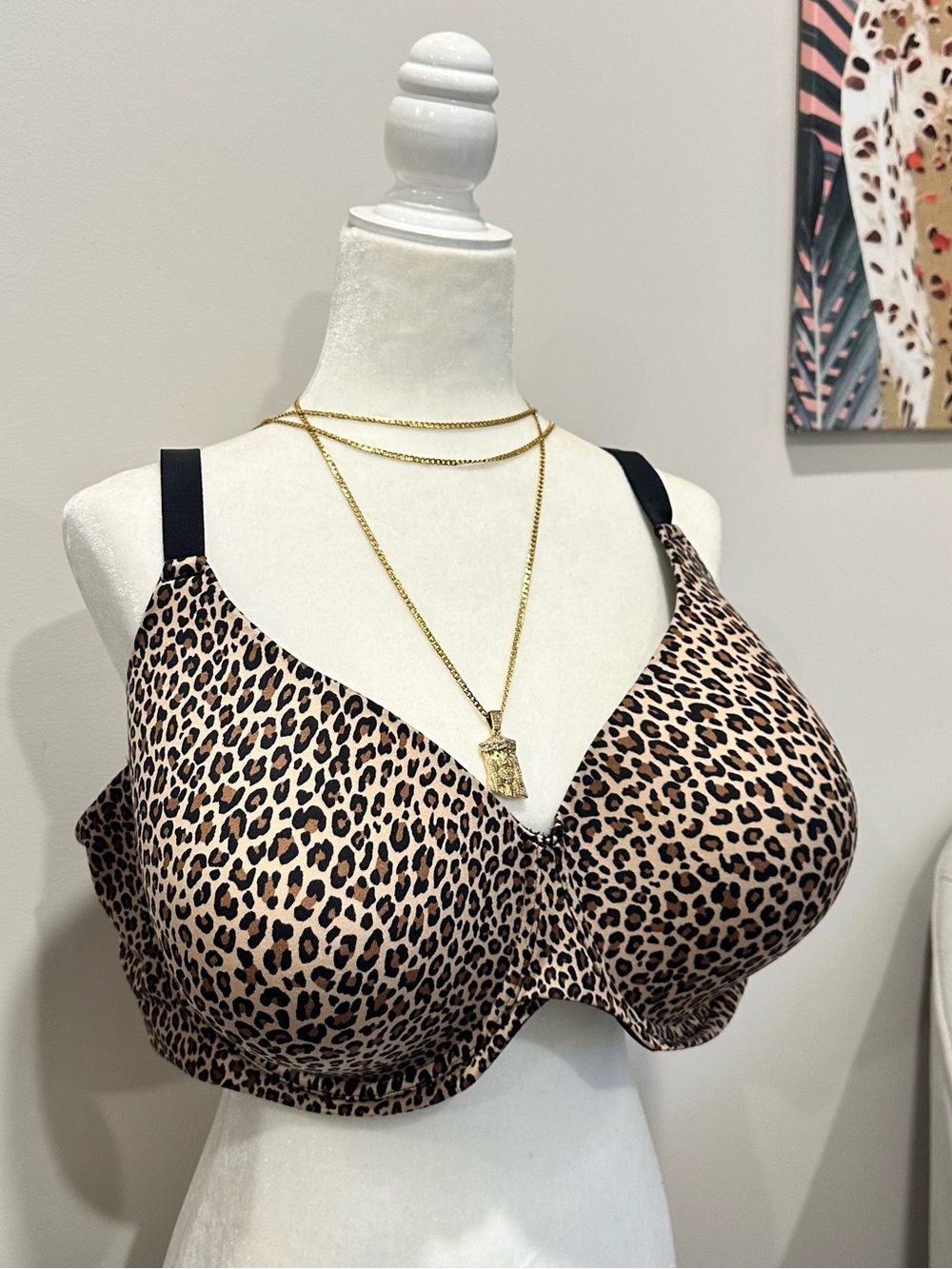 NWT Auden Leopard Print Full Coverage Bra in Tan & Black 46DDD